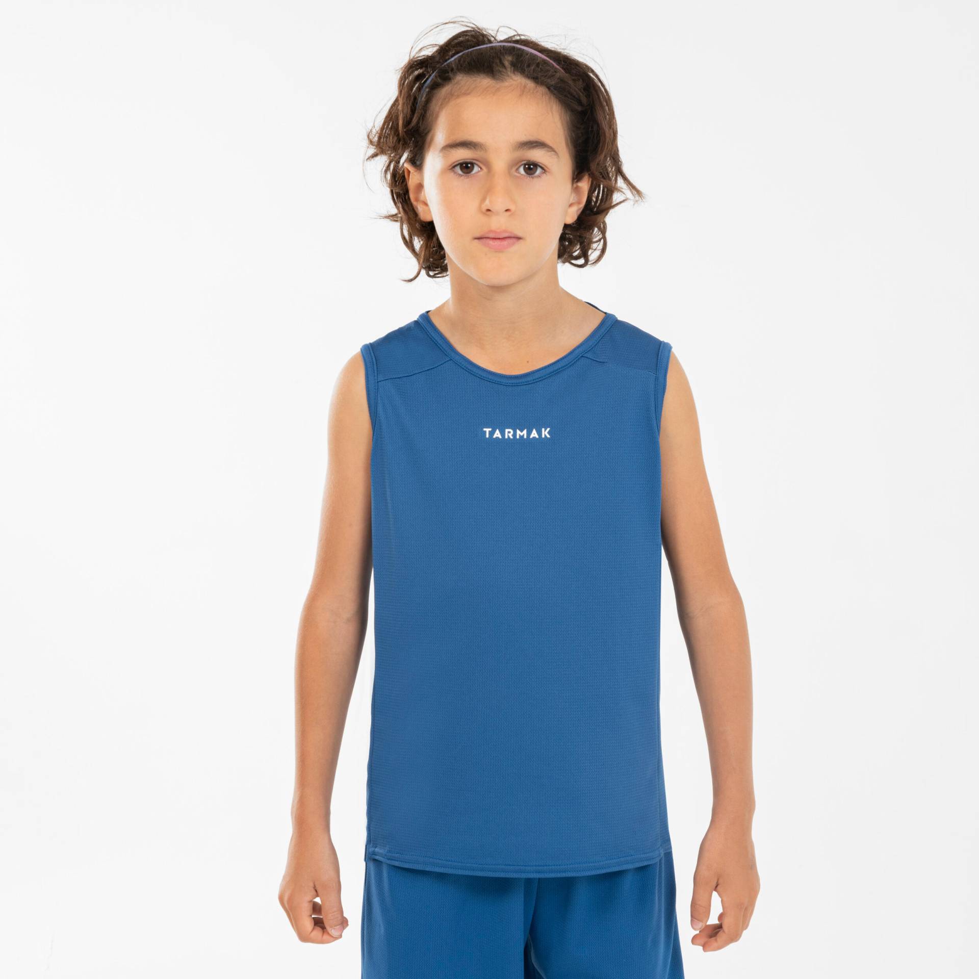 Basketballtrikot ärmellos T100 Kinder blau von TARMAK