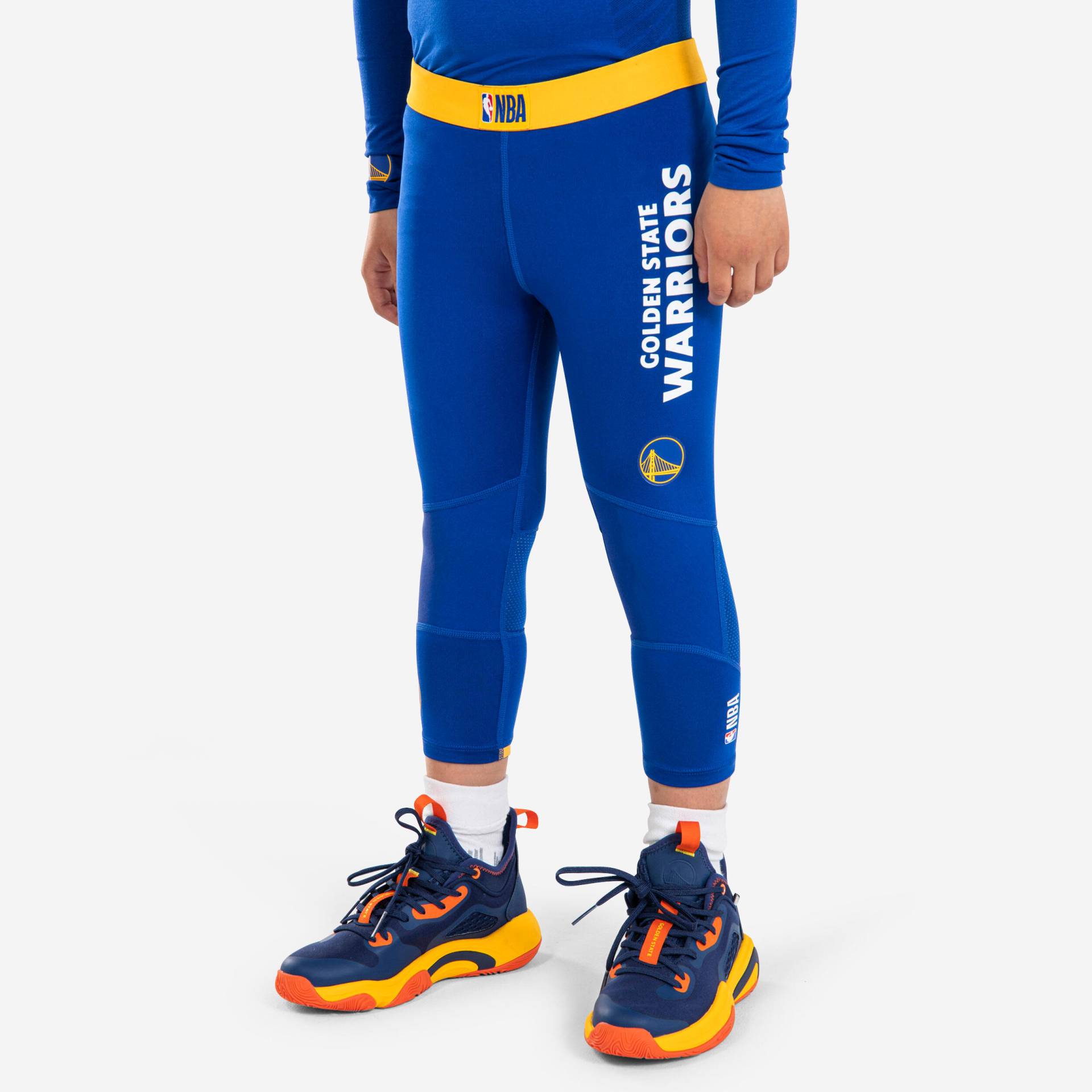 Kinder Funktionshose 3/4-Tights Basketball NBA Golden State Warriors - 500 blau von TARMAK