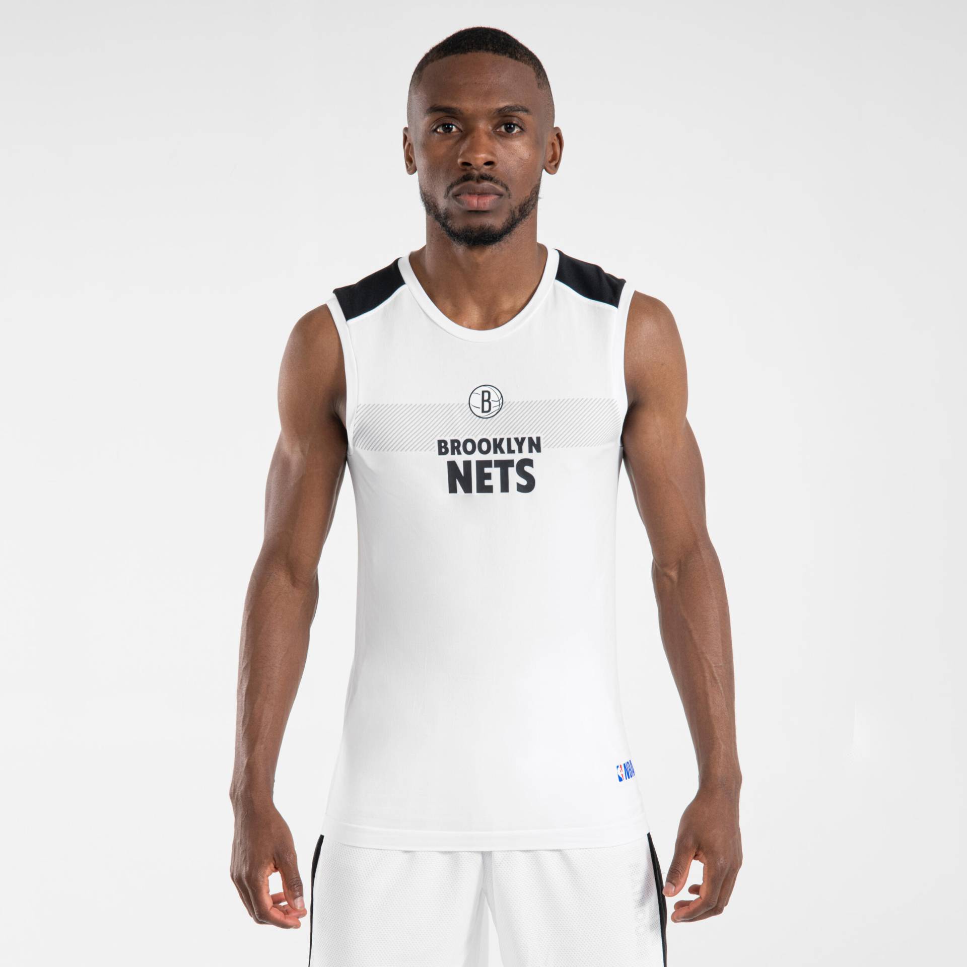 Funktionsshirt ärmellos Basketball UT500 NBA Brooklyn Nets Damen/Herren weiss von TARMAK