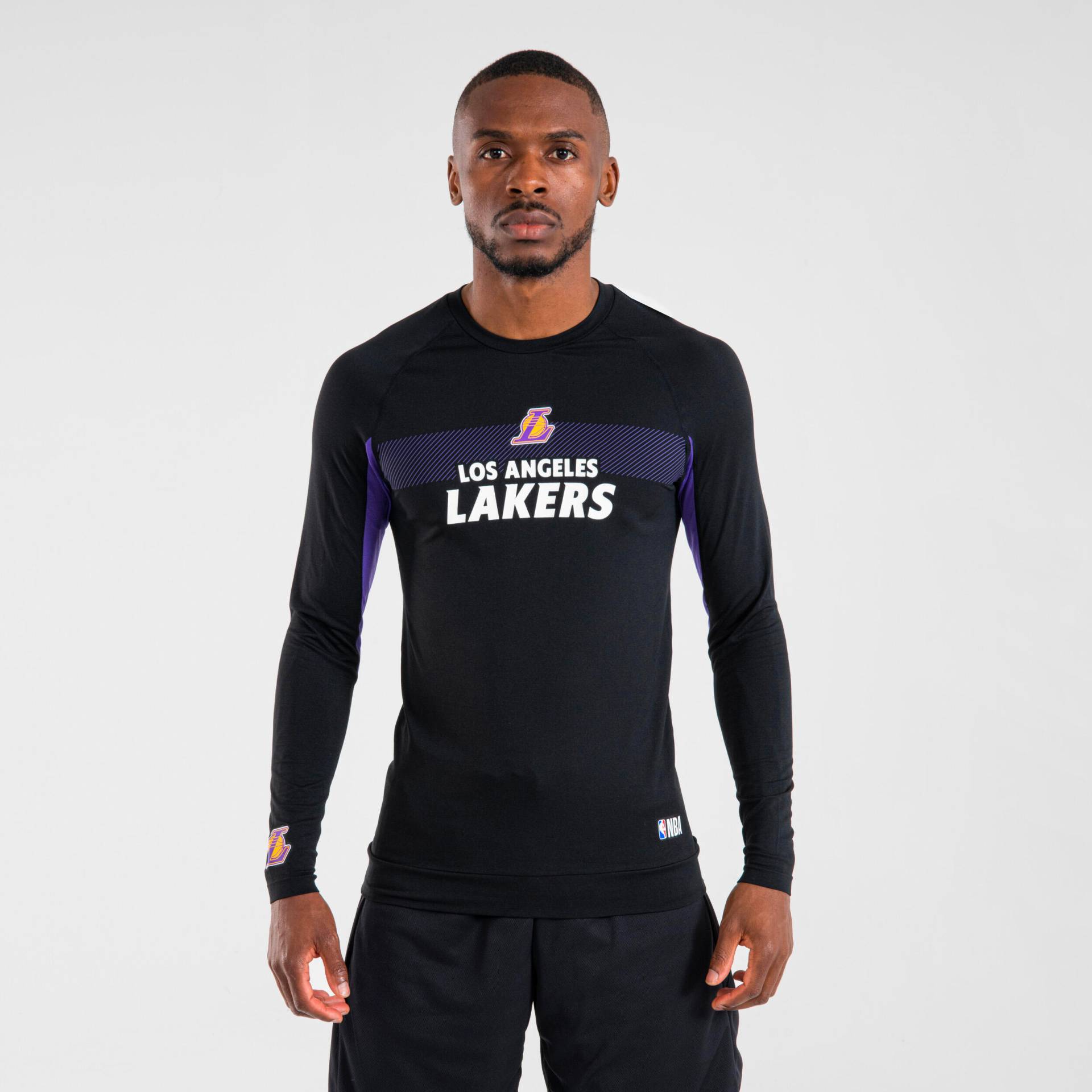 Funktionsshirt langarm Basketball UT500 NBA Los Angeles Lakers Damen/Herren schwarz von TARMAK
