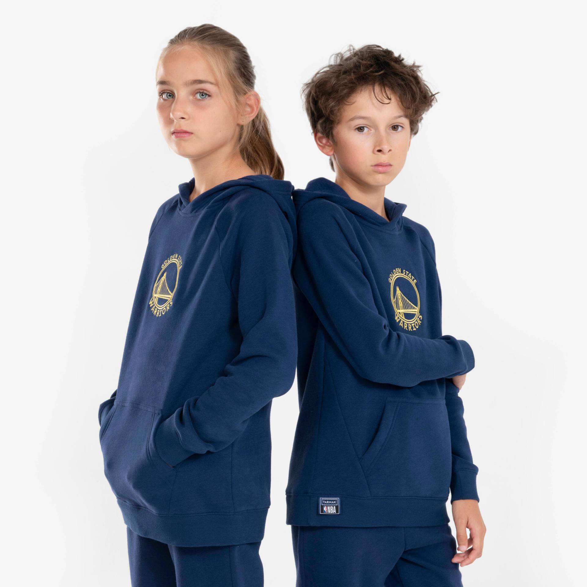 Kinder Basketball Hoodie mit Kapuze Golden State Warriors - Hoodie 900 NBA marineblau von TARMAK