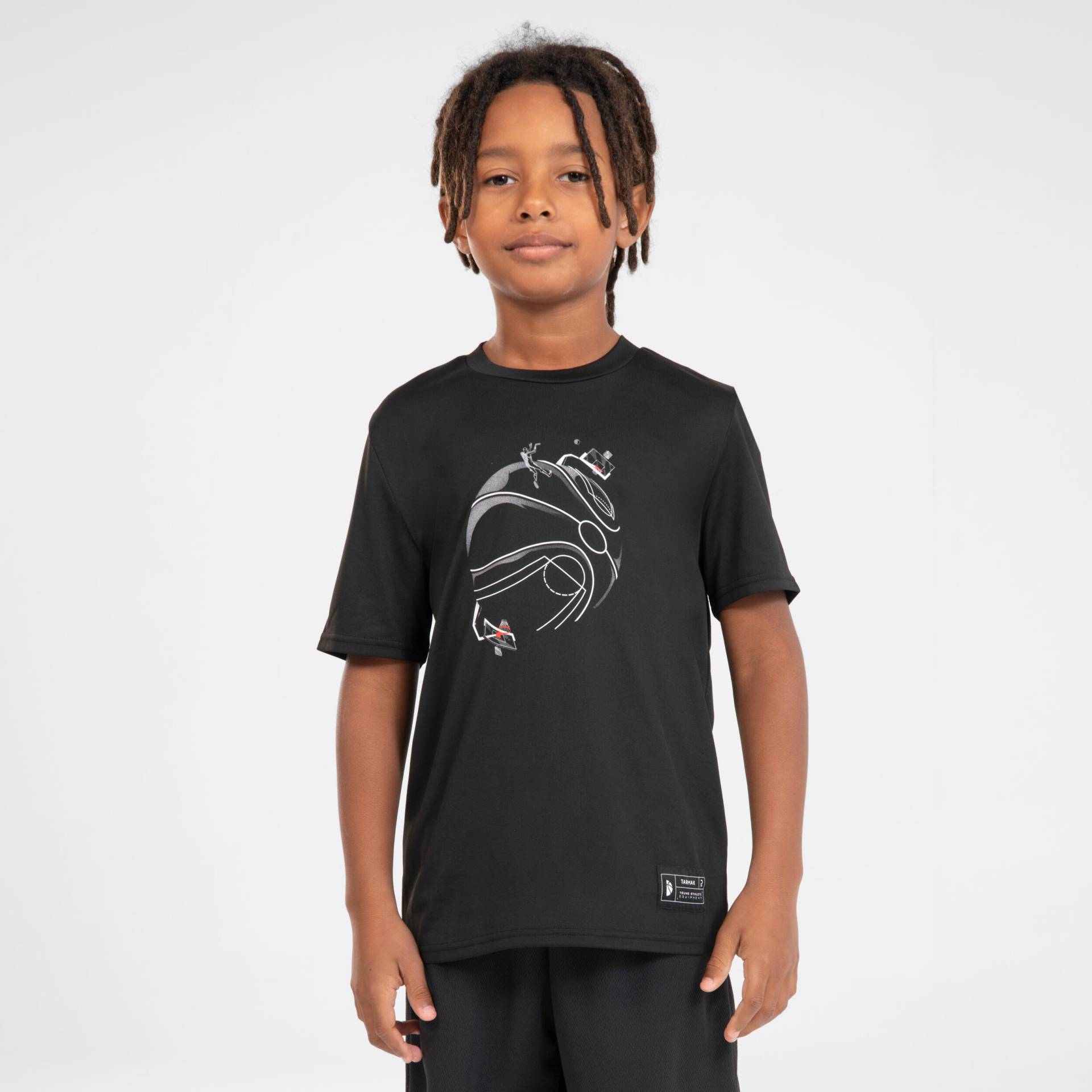 Kinder Basketballshirt TS500 Fast schwarz von TARMAK