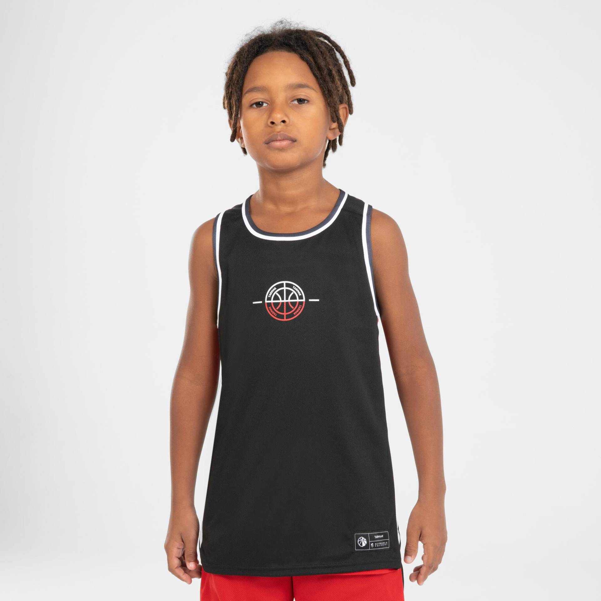 Kinder Basketball Trikot - T500R rot/schwarz von TARMAK