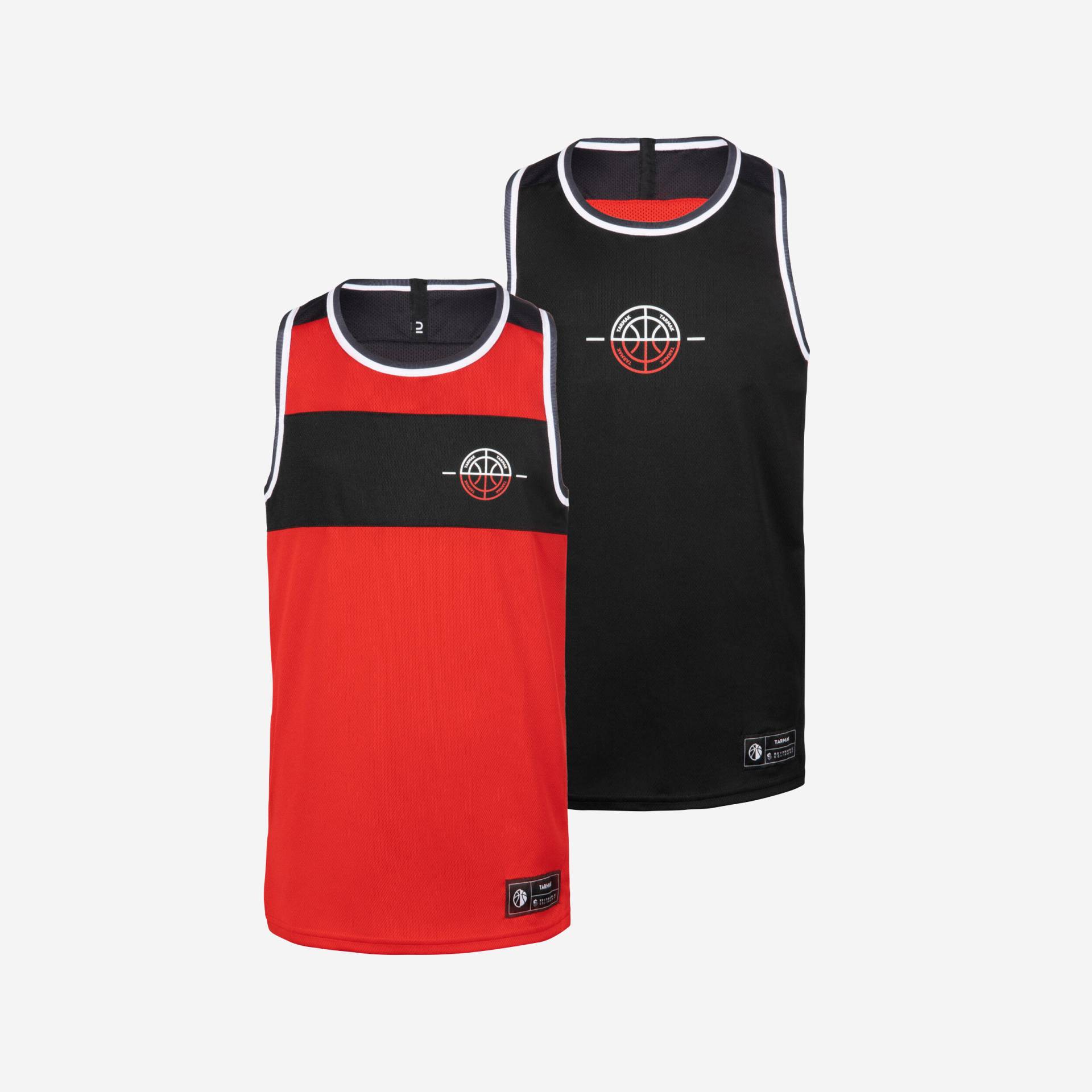 Kinder Basketball Trikot - T500R rot/schwarz von TARMAK