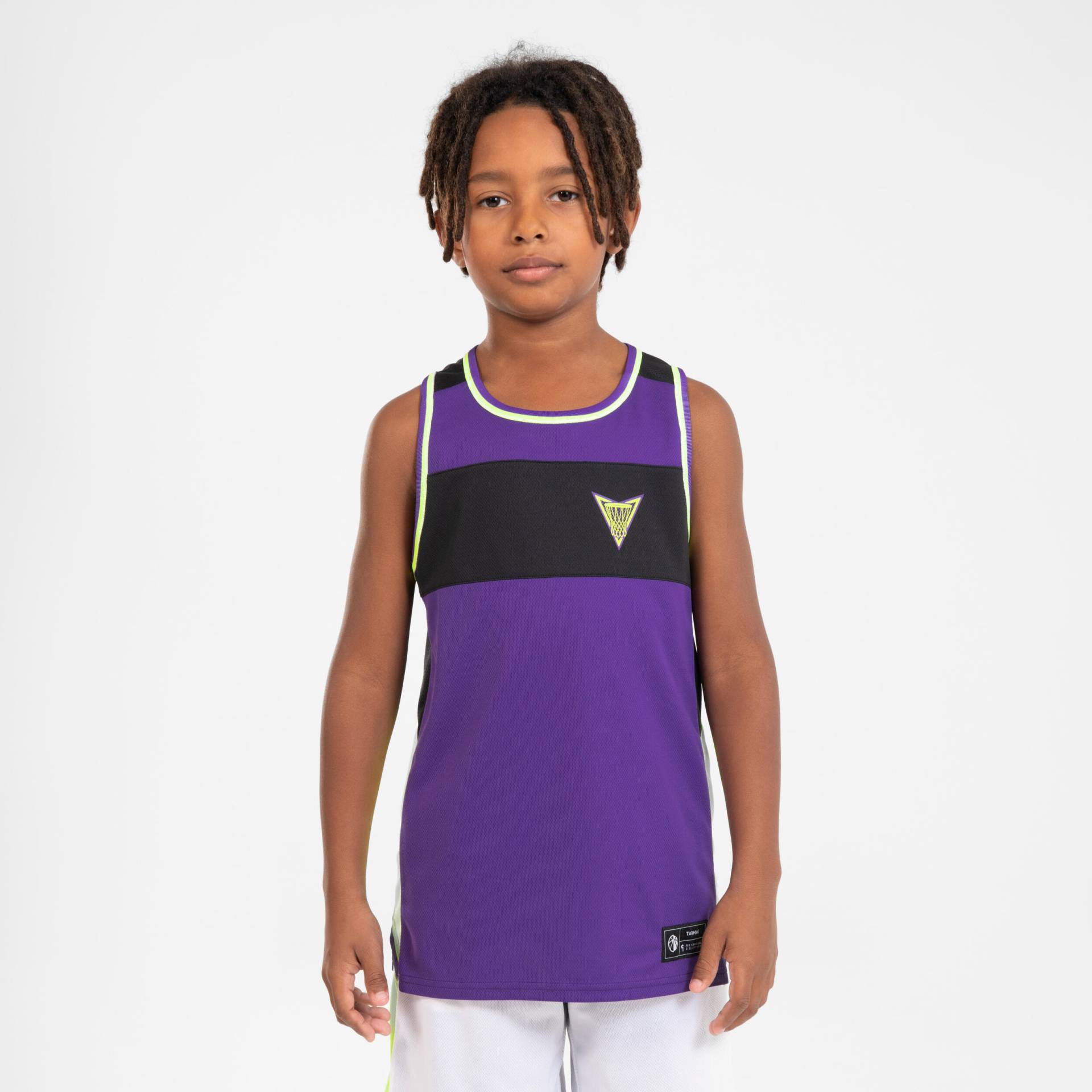 Kinder Basketball Trikot - T500R weiss/violett von TARMAK