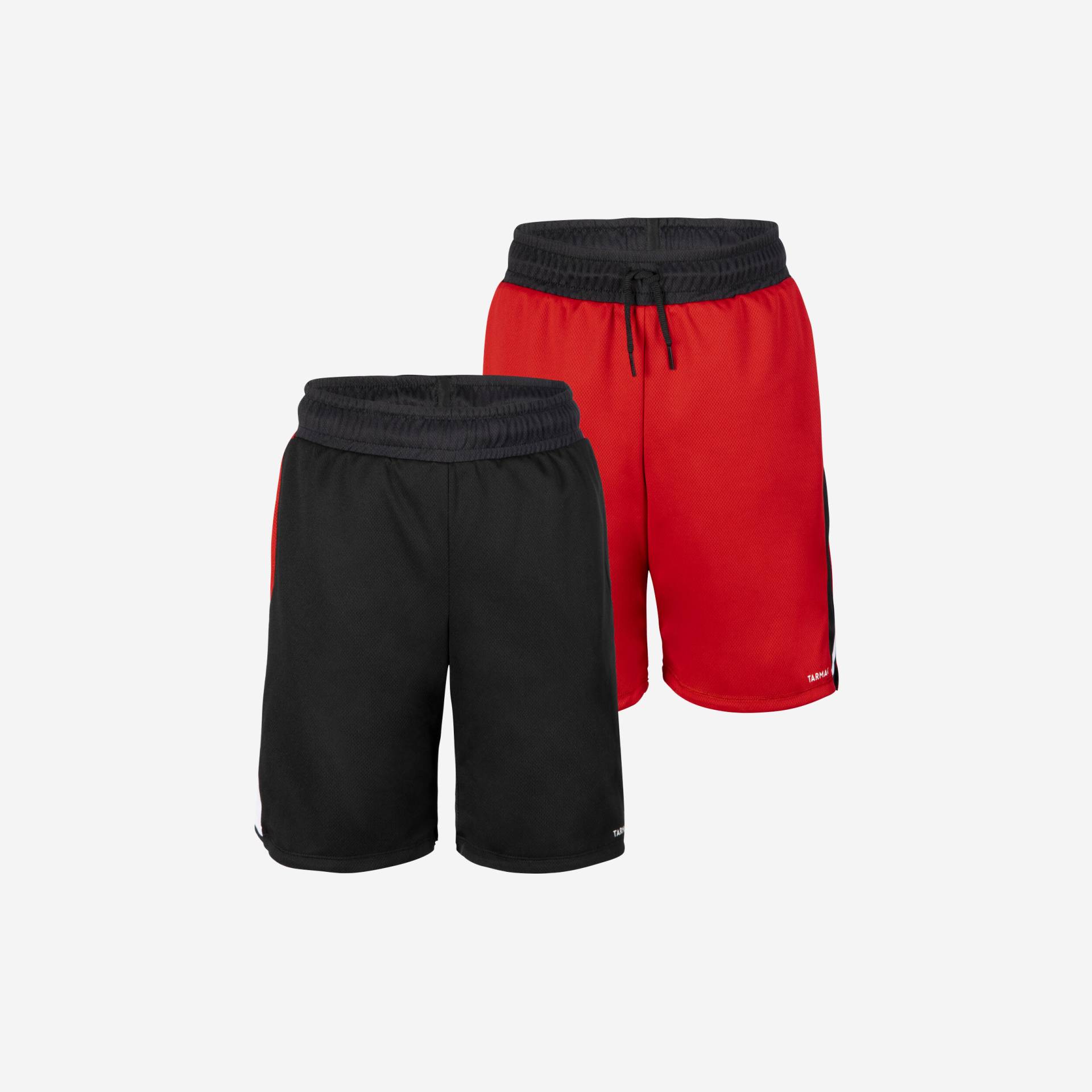Kinder wendbare Basketball Shorts - SH500R schwarz/rot von TARMAK