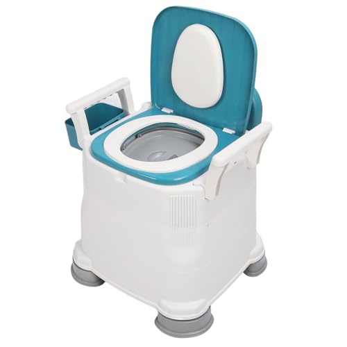 TARSHYRY Tragbare Toilette mit Deckel, Geruchsdicht, Höhenverstellbares Reisetöpfchen, Abnehmbare Armlehne, Camping-Toilette mit Taschentuchbox, Toilettenbürste für Erwachsene von TARSHYRY