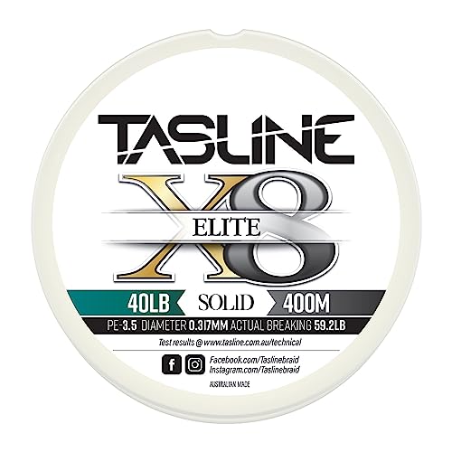 TASLINE Elite Pure Spectra Solid 8 x Strang geflochtene Hochleistungs-Angelschnur, 400 m von TASLINE
