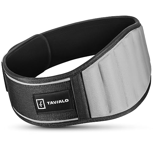 TAVIALO Gewichthebergürtel, Fitnessgürtel lifting belt in blau, grau und rot, Größen M bis XL, sicher und extra gepolstert, für Kraftsport, Bodybuilding, Powerlifting, Crossfit, Weightlifting Gym Belt von TAVIALO