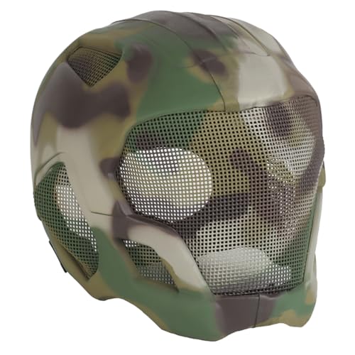 Airsoft Paintball-Vollgesichtsschutzhelm, leicht, EVA, atmungsaktiv, Stahlgeflecht, taktischer Helm, Outdoor, verstellbarer Helm von TAnyaZ
