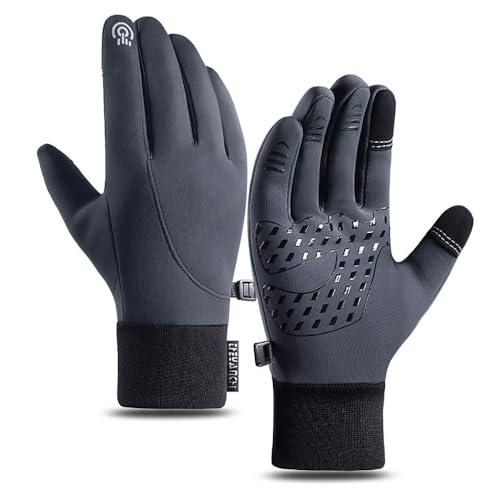 TBLMPNE Hochwertige Thermohandschuhe Handschuhe Herren, Thermo Handschuhe Winterhandschuhe Damen Handschuhe Touchscreen Warm Fahrradhandschuhe Skihandschuhe,Wasserdicht, Winddicht (Grau, L) von TBLMPNE