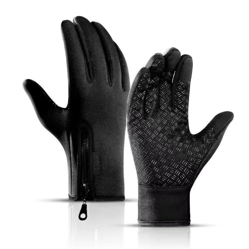 Thermo Handschuhe, Winterhandschuhe Warme Winterhandschuhe mit wasserabweisender Beschichtung und Touchscreen-Funktion, für Outdoor-Arbeiten, Laufen und Radfahren, Damen und Herren (Schwarz, L) von TBLMPNE