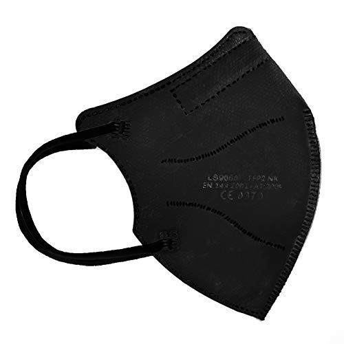 TBOC FFP2 Masken - [Pack 10 Einheiten] Einwegmasken [Schwarz] 5 Schichten [Nicht Wiederverwendbar] Atmungsaktives Falten mit Nasenklemme von TBOC