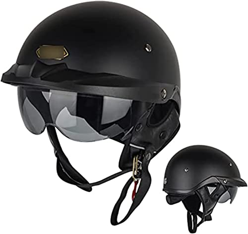 Retro Motorrad Jet Helm Halbhelm Mit Versteckter Schutzbrille Halbschalenhelm ECE-Zulassung Roller Helm Für Männer & Frauen Scooter-Helm Moped Cruiser Chopper Sturzhelm 3,XXL von TBTBZXCV