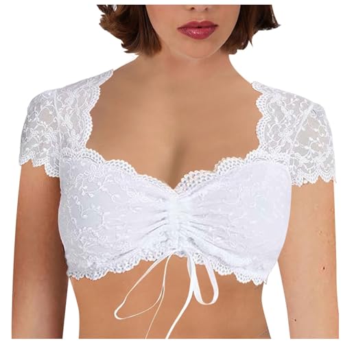 Dirndlbluse Weiß Hochgeschlossen Marjo Halbarm Flügelärmel Flügel Dirndl Bluse Damen Weiß Dirndlbluse Flügelärmel Dirndlblusen V Ausschnitt Trachtenbluse Für Bayrische Tracht Oktoberfest Weiss 4Xl von TBloevwlh