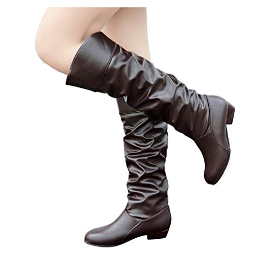 TBloevwlh Stiefeletten Damen Schuhe Mit Silhouette Atmungsaktiv wasserdichte Spitze Reißverschluss Futter Fashion Boots Winter Wasserdicht Flache Rüschen Cowgirlstiefel Halbhohe Freizeitschuhe von TBloevwlh