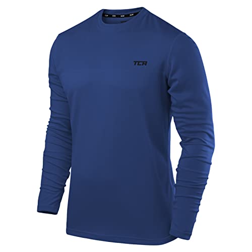 TCA Herren Element Langarm Rundhalsausschnitt Laufshirt - Leuchtend Blau, S von TCA