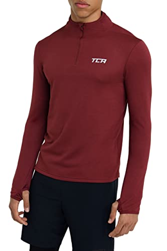 TCA Herren Cloud Fleece mit Brust Reißveschluss - Thermo Sporttop Laufshirt - Cabernet, M von TCA