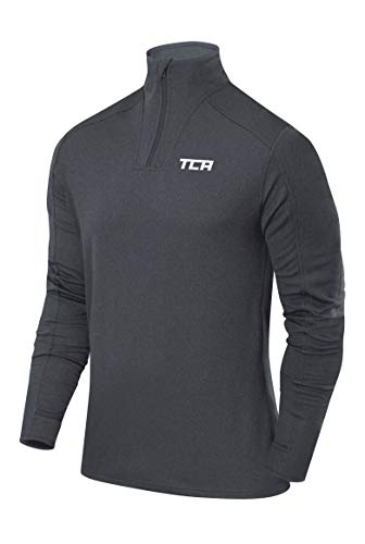TCA Herren Cloud Fleece mit Brust Reißveschluss - Thermo Sporttop Laufshirt - Hellgrau, M von TCA