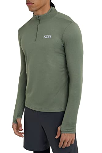 TCA Herren Cloud Fleece mit Brust Reißveschluss - Thermo Sporttop Laufshirt - Hellgrün, L von TCA
