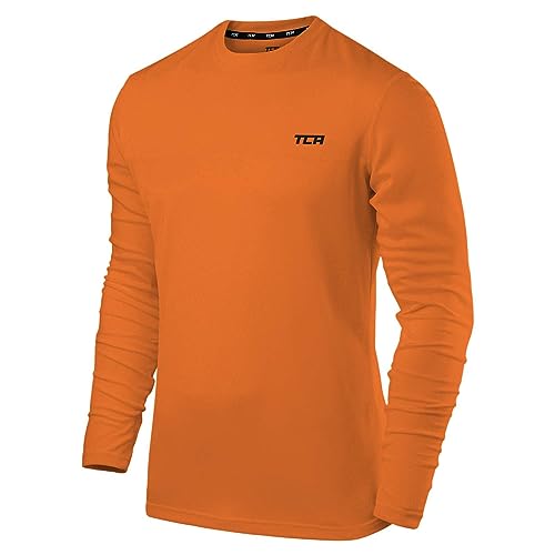 TCA Herren Element Langarm Rundhalsausschnitt Laufshirt - Orange, L von TCA