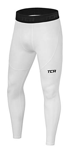 TCA Herren Pro Performancance Leggings, Kompressionshose, Sporthose, Lang - Weiss, M von TCA