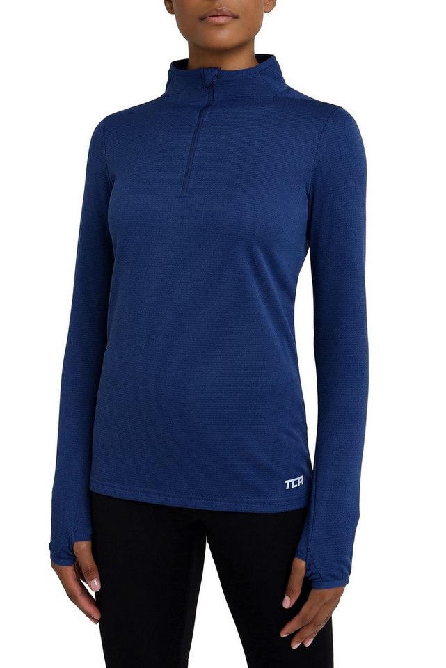 TCA Langarmshirt Damen Sport Shirt Langarm Laufshirt Fitness Yoga - Dunkelblau, XL (1-tlg) von TCA