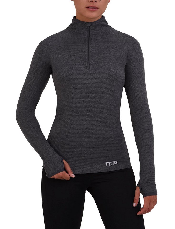 TCA Langarmshirt Damen Sport Shirt Langarm Laufshirt Fitness Yoga - Hellgrau, XL (1-tlg) von TCA