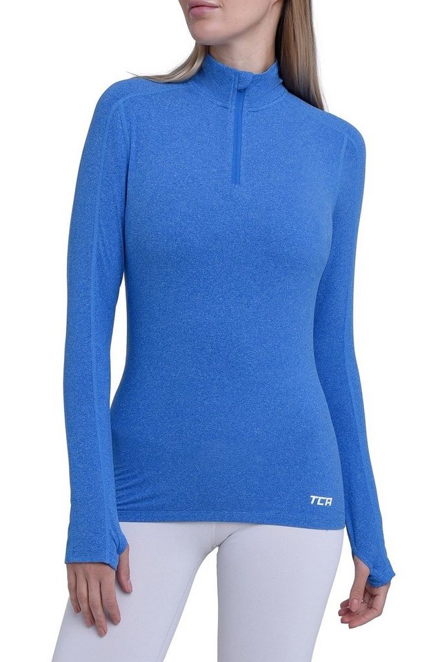 TCA Langarmshirt TCA Damen Laufshirt Quickdry mit Reißverschlusstasche - Blau, XS (1-tlg) von TCA