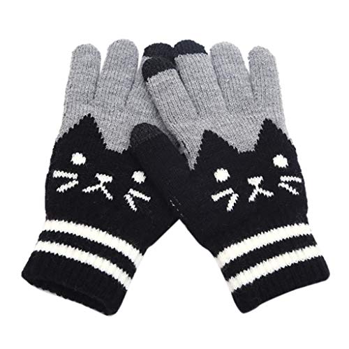 Frauen Männer Winter schneiden Katze Strick Klickbildschirm Finger Bildschirm Warmer Vlies-Handschuh Damen Handschuhe Winter Gefüttert von TDEOK