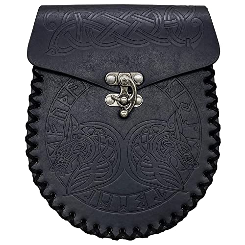 Geprägte Gürteltasche Retro Kunstleder Seitentasche Vintage tragbare Gürteltasche für Hüfttaschen Für (Black, One Size) von TDEOK