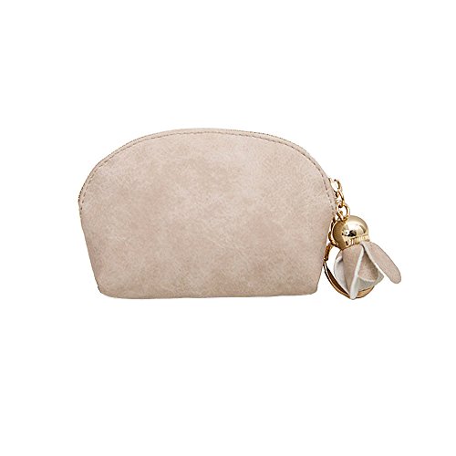 Leather Small Clutch Handtasche Frauen Geldbörse Handtasche mit Reißverschluss Geldbörsen Damen Klein (Beige, One Size) von TDEOK