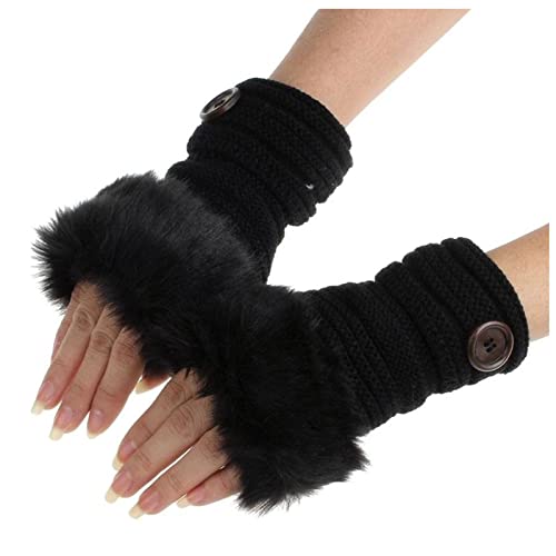 Mädchen Fäustlinge Warme Kaninchen Winter Frauen Handgelenk Fingerlose Faux Handschuhe Handschuhe Arbeitshandschuhe Mit Heizung von TDEOK