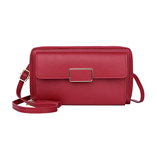 Schulter kleine quadratische Tasche Messenger Bag Handytasche Geldbörsen Herren Groß (Red, One Size) von TDEOK