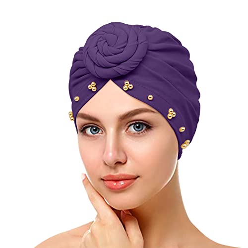 TDEOK, elastische, einfarbige, Bequeme Kappe, große Perlenkappe für Damen Badehose (Purple, One Size) von TDEOK