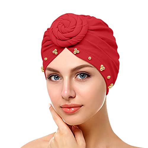 TDEOK, elastische, einfarbige, Bequeme Kappe, große Perlenkappe für Damen Badehose (Red, One Size) von TDEOK