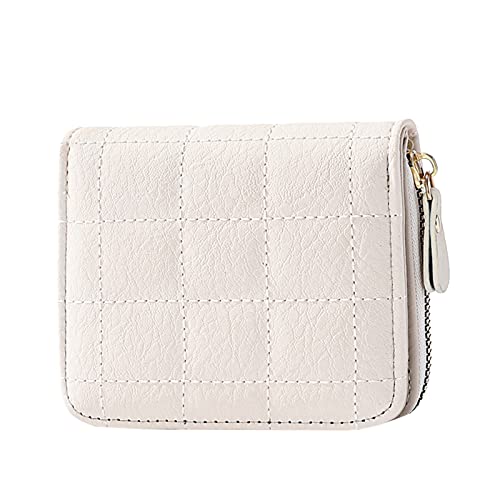 Brieftasche. Wallet Gitter Volltonfarbe Damen Reißverschluss Geldbörse Mehrere Kartenfächer Clutch Bag Handytasche Kleine Geldbörsen Damen Gelb (Beige, One Size) von TDEOK