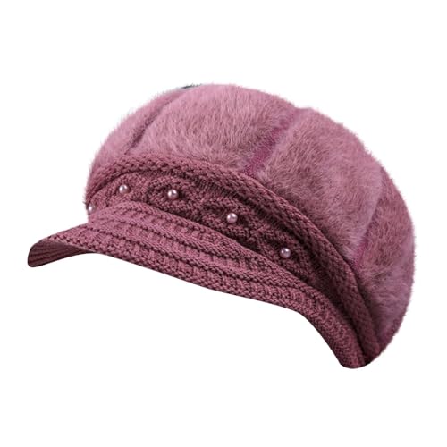 TDEOK Damen-Strickmütze aus Wolle, warm, gepolstert, Baumwolle Badekappe Damen Lange Haare (Pink, One Size) von TDEOK