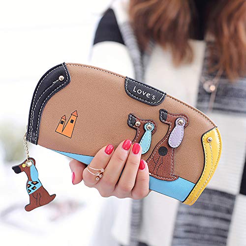 TDEOK Designer-Marke Hund Brieftasche berühmte Geldbörse Zeichentrick- Frauen Geldbörse Damen Geldbörsen Groß Rose (Coffee, One Size) von TDEOK
