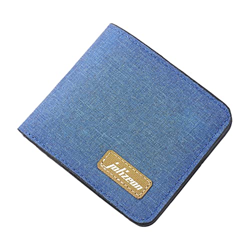 TDEOK Fashion ID Short Wallet Solid Color Damen Herren Canvas Haspe Geldbörse Mehrere Kartenfächer Clutch Bag Zwei Geldbörsen Damen Rot (Blue, One Size) von TDEOK