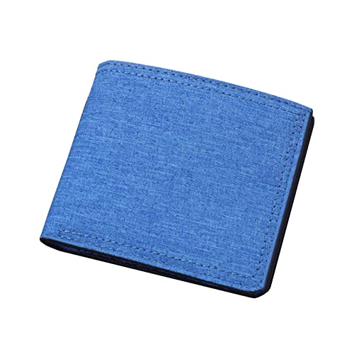 TDEOK Fashion ID Short Wallet Solid Color Neutral Men Canvas Open Purse Wallet Geldbörsen Herren Blau (Blue, One Size) von TDEOK