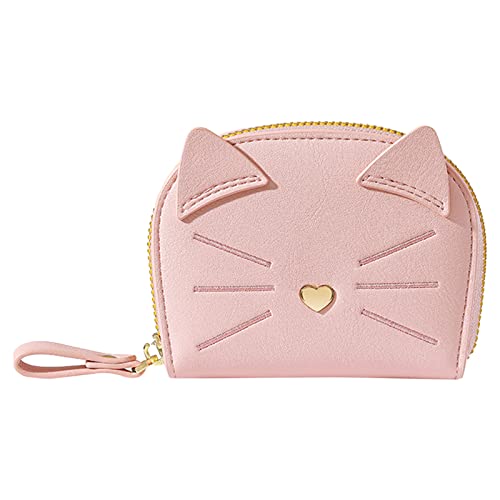 TDEOK Frauen Brieftasche Mode Katze Nette Pasttern Vielseitige Praktische Zipper Karte Tasche Handtasche Geldbörsen Herren (Pink, One Size) von TDEOK