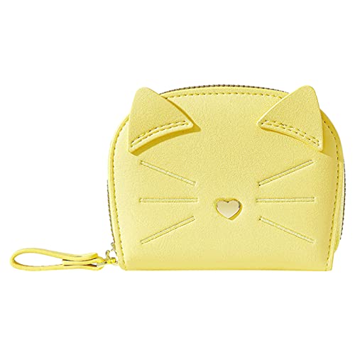 TDEOK Frauen Brieftasche Mode Katze Nette Pasttern Vielseitige Praktische Zipper Karte Tasche Handtasche Geldbörsen Herren (Yellow, One Size) von TDEOK