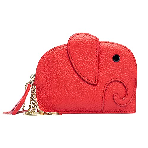TDEOK Geldbörse -Tier-Tasche niedliche Cartoon-Geldbörse niedliche Brieftasche aus weichem Schlüsseletui Elefanten-Geldbörse Kleine Geldbörsen Damen Billig (Red, One Size) von TDEOK