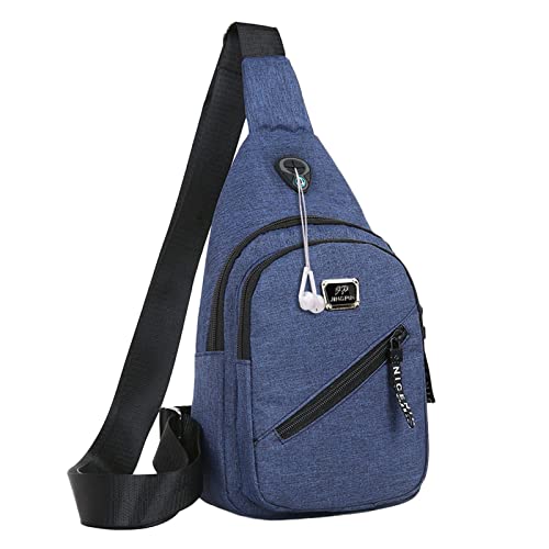 TDEOK Herrentasche Schulter Freizeit Brusttaschen Kuriertasche Sporttasche Taillenbeutel Hüfttaschen (Blue, One Size) von TDEOK