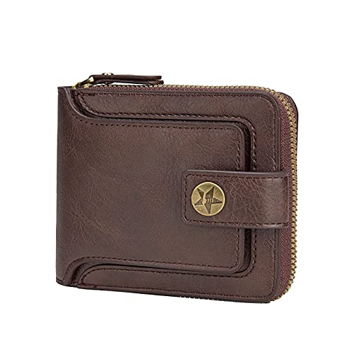 Kleine Brieftasche Herren multifunktionale, weiche PU-Geldbörse aus weichem Brieftasche Damen Für Impfpass (Brown, One Size) von TDEOK