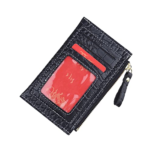 TDEOK Mode Frauen ID Kurze Brieftasche Einfarbige Tasche Reißverschluss Geldbörse Mehrere Kartenfächer Clutch Bag Geldbörsen Damen (Black, One Size) von TDEOK