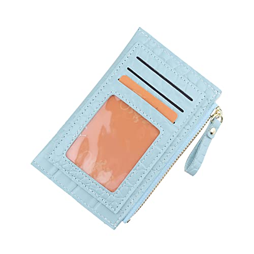TDEOK Mode Frauen ID Kurze Brieftasche Einfarbige Tasche Reißverschluss Geldbörse Mehrere Kartenfächer Clutch Bag Geldbörsen Damen (Blue, One Size) von TDEOK
