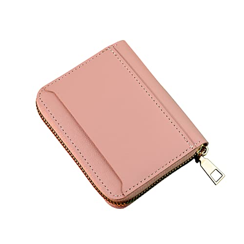 TDEOK Mode Frauen ID Kurze Brieftasche Einfarbige Tasche Reißverschluss Geldbörse Mehrere Kartenfächer Clutch Bag Männer Brieftasche (Pink, One Size) von TDEOK