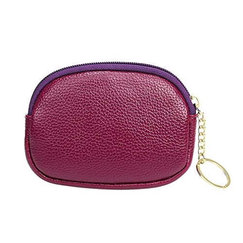 TDEOK Mode Frauen Kunstleder Einfarbig Reißverschluss Schlüsseltasche Umschlag Tasche Handtasche Wechselgeldbörse en Head Brieftasche Herren (Purple, One Size) von TDEOK